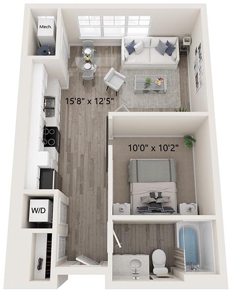 The Adams Luxury Studio Apartment Floor Plan in Suffolk, VA