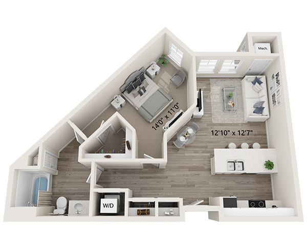 One Bedroom Luxury Apartment in Suffolk, VA - The Dali Floor Plan