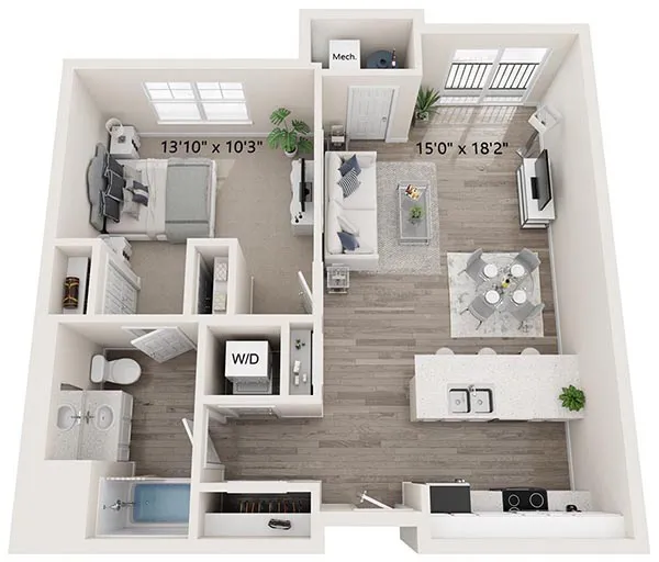One Bedroom Apartment in Suffolk, VA - The Kahlo Floor Plan