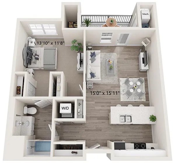 One Bedroom Apartment in Suffolk - The Lewis Floor Plan