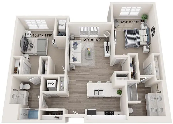 Two Bedroom Apartment in Suffolk - The O'Keeffe Floor Plan