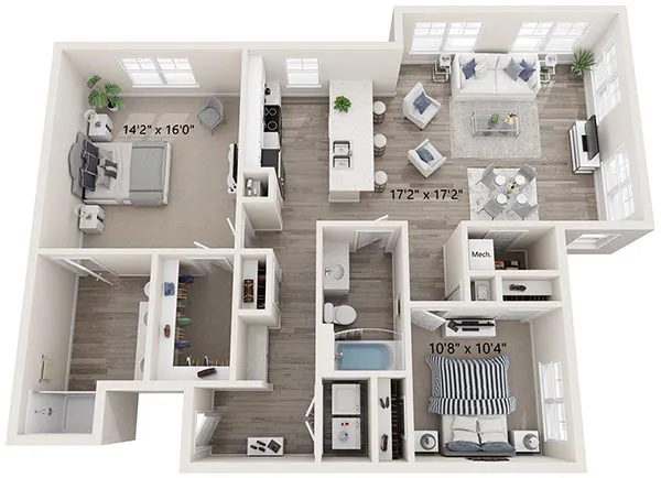 Two Bedroom Apartment in Suffolk - The Rembrandt Floor Plan