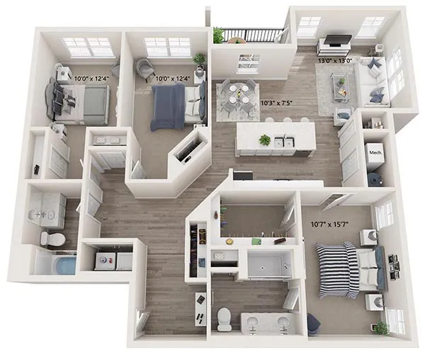 Three Bedroom Apartment in Suffolk - The Warhol Floor Plan